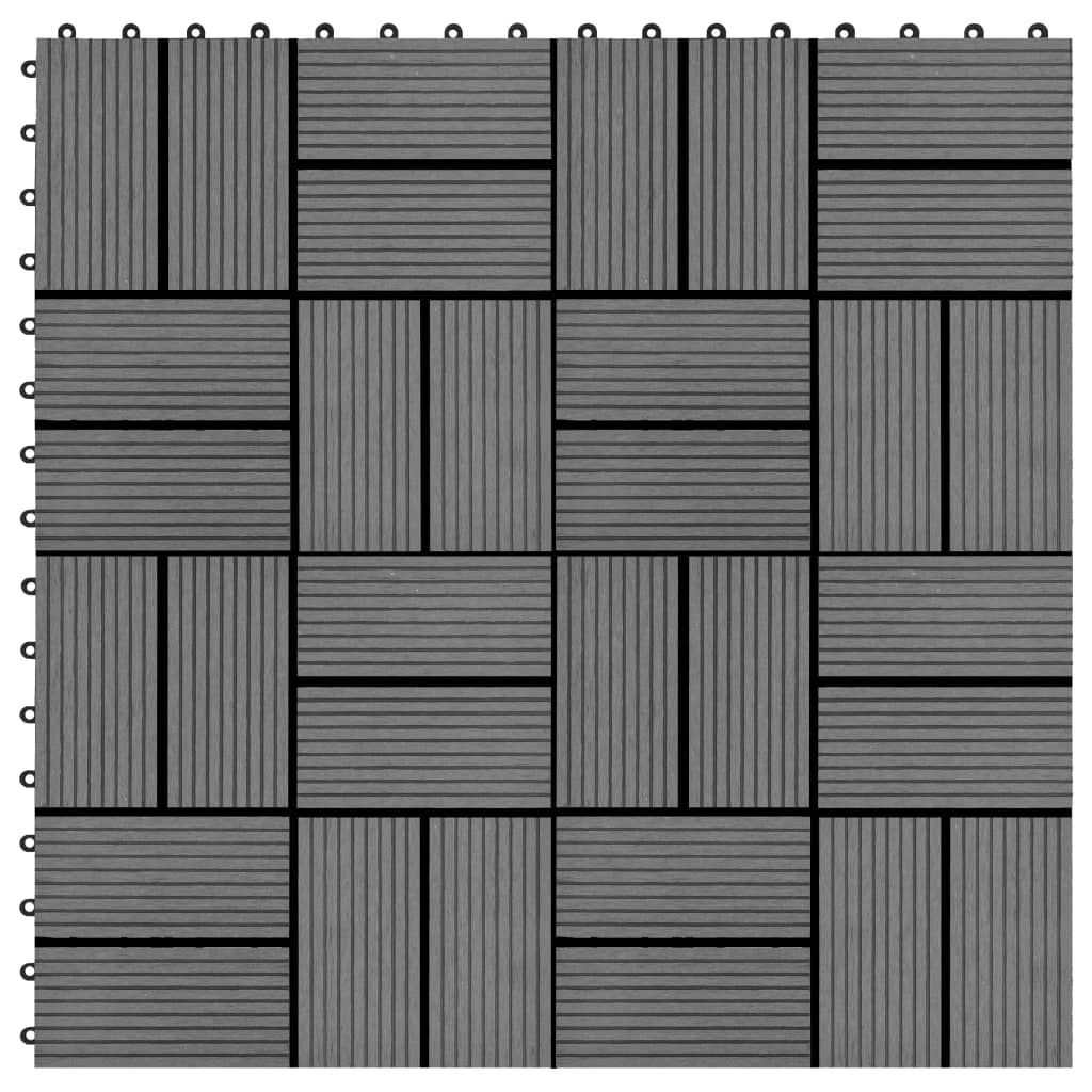 Terrassenfliesen 11 Stück WPC 30 x 30 cm 1 qm Grau