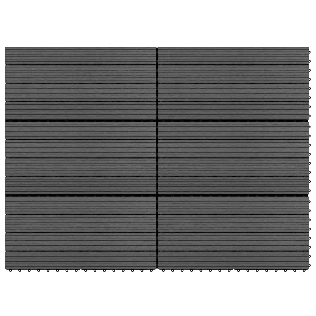 Terrassenfliesen 6 Stk. WPC 60x30 cm 1,08 m² Schwarz